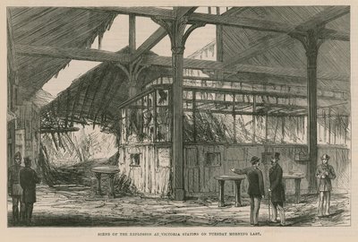 Escena de la explosión en la Estación Victoria el martes por la mañana pasada, 1884 de English School
