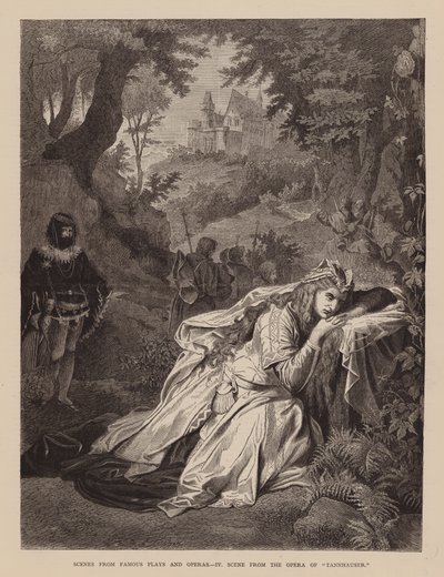 Escenas de obras de teatro y óperas famosas, IV, Escena de la ópera de "Tannhauser" (grabado) de English School