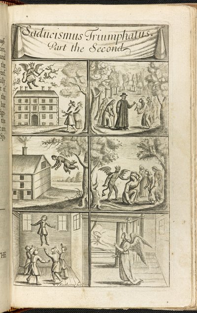 Escenas de levitación y actividades asociadas con brujas y demonios, de 