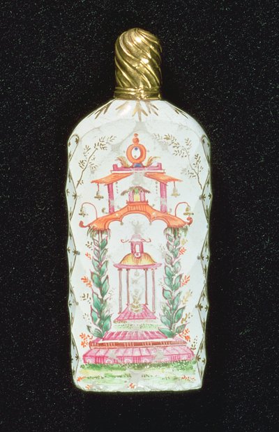 Frasco de perfume decorado con una pagoda de English School