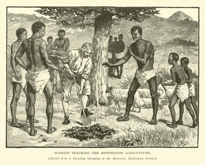 Schmidt enseñando agricultura a los hotentotes de English School