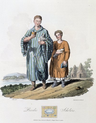 Escolar y su maestro - en “Celtas y godos, costumbres de los habitantes de las Islas Británicas de principios del siglo VI y de las naciones godas de la costa oeste del Báltico”, por S.R. Meyrick y Ch. Smith de English School