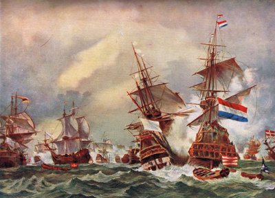 Batalla Naval de las Guerras Anglo-Holandesas, c.1700 de English School