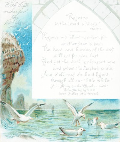 Gaviotas junto al océano, Tarjeta de Año Nuevo de English School