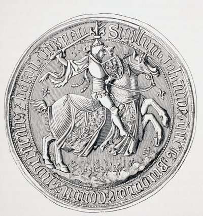 Sello de Juan II, Duque de Borgoña, Conde de Nevers y Barón de Donzy, c.1880 de English School