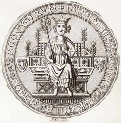 Sello de John Balliol, c.?1249 1314, alias,Toom Tabard, "abrigo vacío" en escocés, Rey de Escocia. De Iconographia Scotica or Portraits of Illustrious Persons of Scotland, publicado en 1797. de English School