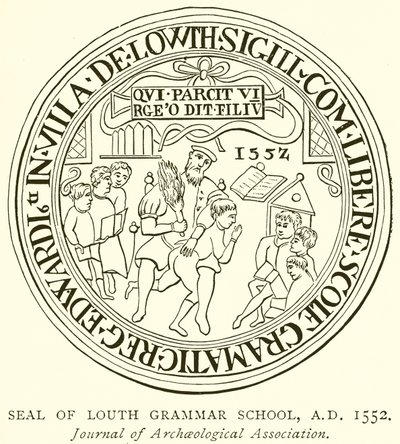 Sello de la escuela de gramática de Louth, A.D. 1552 de English School