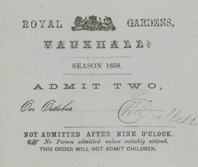 Abono de temporada, Vauxhall Gardens, Londres de English School