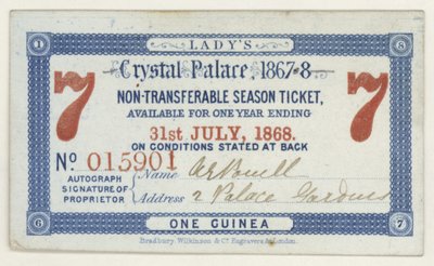 Abono de temporada para el Crystal Palace, Londres, 1867-1868 de English School