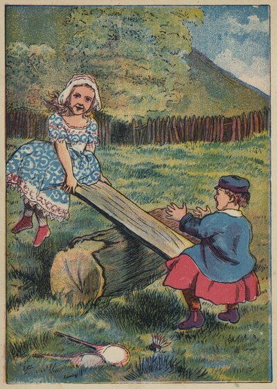 See-Saw, Margery Daw (litografía en color) de English School