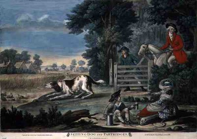 Perro de caza y perdices, publicado por Carington Bowles de English School