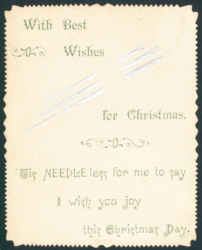 Agujas de coser, tarjeta de Navidad de English School