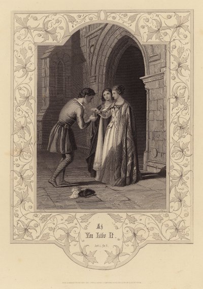 Shakespeare: Como gustéis, Acto 1, Escena 2 (grabado) de English School