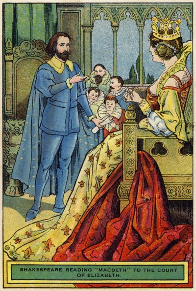 Shakespeare leyendo Macbeth en la corte de Isabel de English School