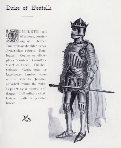 Duque de Norfolk en el Rey Ricardo III de Shakespeare (litografía) de English School