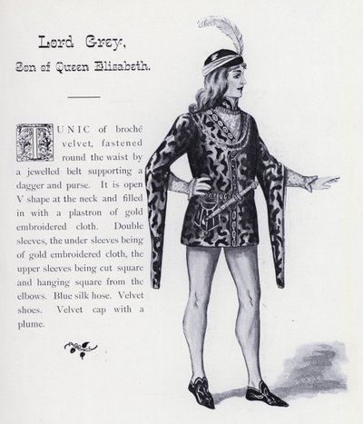 Lord Grey, hijo de la Reina Isabel en el Rey Ricardo III de Shakespeare (litografía) de English School