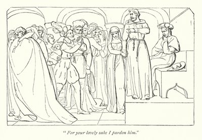 Medida por Medida de Shakespeare; Claudio perdonado por el duque de English School