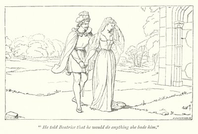 Mucho ruido y pocas nueces de Shakespeare; Beatriz lamenta la desgracia de Hero ante Benedick de English School