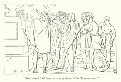 Pericles, Príncipe de Tiro de Shakespeare; Cleón muestra a Pericles la tumba de Marina de English School