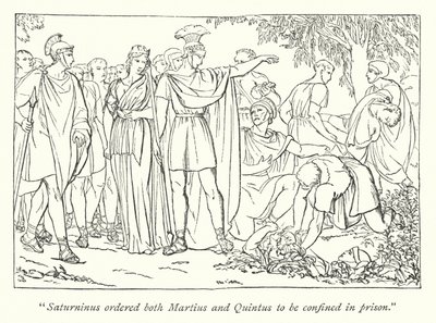 Tito Andrónico de Shakespeare; Martius y Quintus arrestados por el asesinato de Basiano de English School