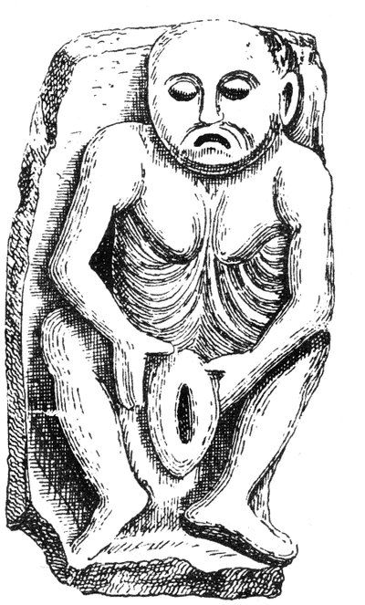 Sheela-na-Gig, de una iglesia en el condado de Cavan, Irlanda de English School