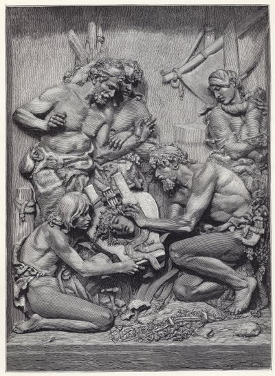 Pastores descubriendo la cabeza de Orfeo, del bajorrelieve de M Cordonnier de English School
