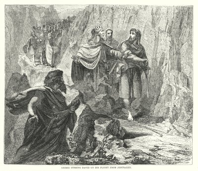 Simei maldiciendo a David en su huida de Jerusalén de English School