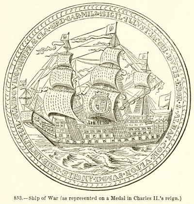 Buque de Guerra (Representado en una Medalla en el Reinado de Carlos II) de English School