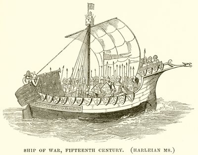 Barco de guerra, siglo XV (Harleian Ms.) de English School