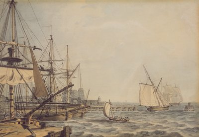 Shipping off the Mouth of the River Hull, principios del siglo XIX (lápiz, pluma, tinta y acuarela sobre papel) de English School