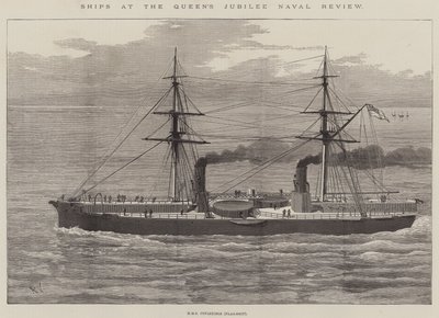 Barcos en la Revisión Naval del Jubileo de la Reina (grabado) de English School