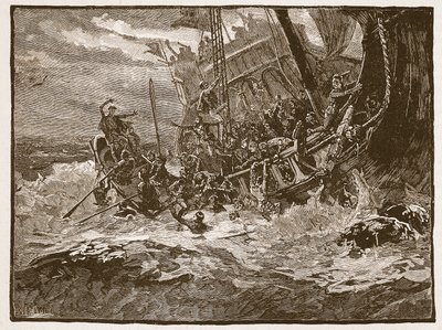 Naufragio del príncipe Guillermo, ilustración de Cassells Illustrated History of England de English School