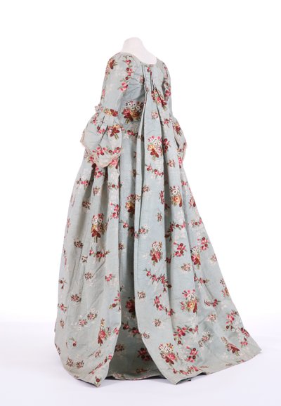 Vista lateral de un vestido de saco, 1760s de English School