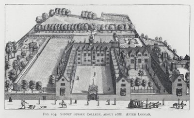 Sidney Sussex College, alrededor de 1688, después de Loggan de English School