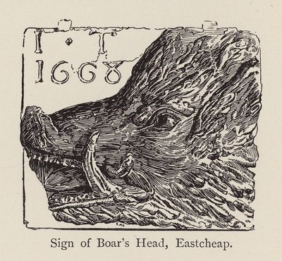 Signo de la Cabeza del Jabalí, Eastcheap (grabado) de English School