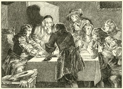 Firmando la invitación a Guillermo de Orange de English School