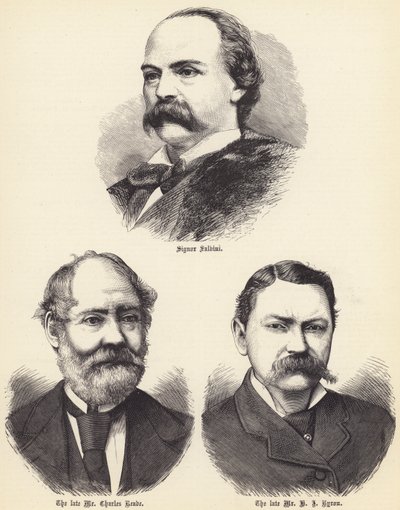 Signor Salvini, el difunto Sr. Charles Reade, el difunto Sr. H. J. Byron (grabado) de English School