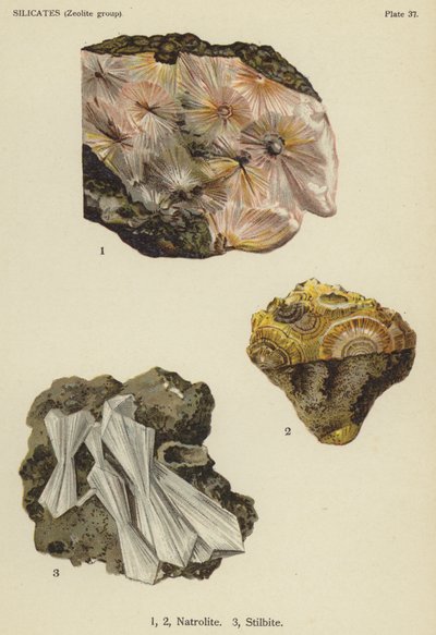 Silicatos (grupo de zeolitas), natrolita, estilbita de English School