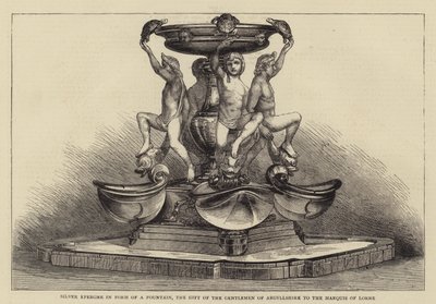 Epergne de Plata en forma de Fuente, el Regalo de los Caballeros de Argyllshire al Marqués de Lorne (grabado) de English School