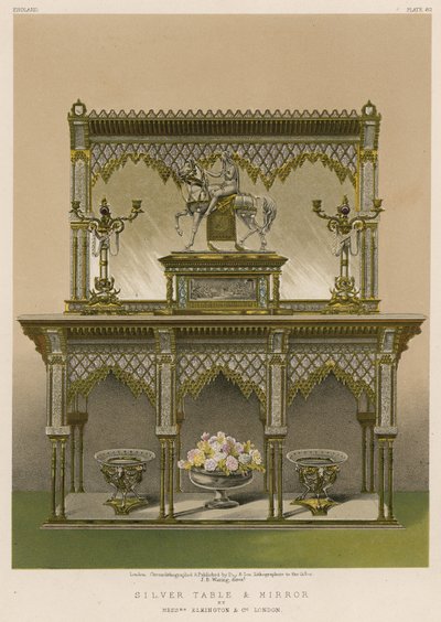 Mesa y espejo de plata por Messrs Elkington y Co, Londres de English School