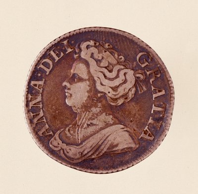 Groschen de plata inglesa, reinado de la reina Ana Stuart (Ana de Gran Bretaña) (1665-1714) 1712. Diámetro 2,5 cm de English School