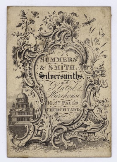 Tarjeta comercial de plateros, Summers & Smith de English School