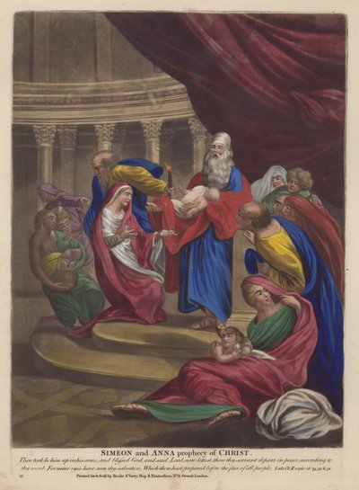 Simeón y Ana profecía de Cristo (litografia en color) de English School