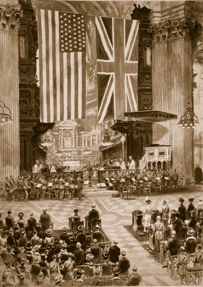 Cantando el himno nacional estadounidense en la Catedral de San Pablo, 20 de abril de 1917, 1914-19 de English School