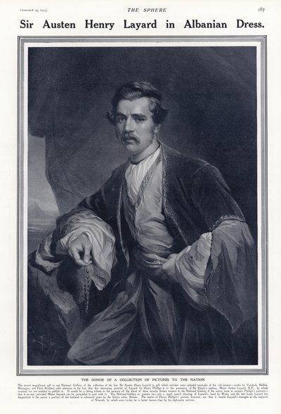 Sir Austen Henry Layard con vestimenta albanesa de English School