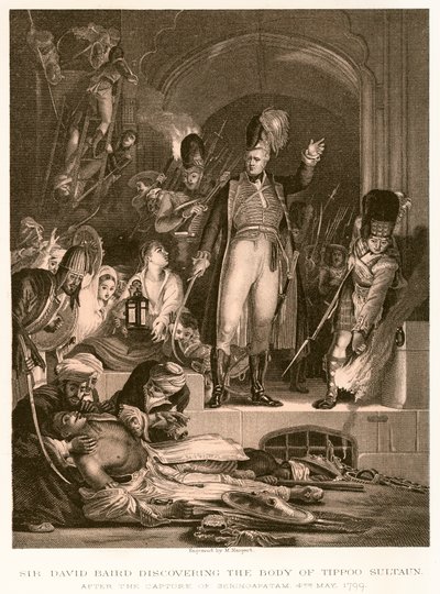 Sir David Baird descubriendo el cuerpo del sultán Tipu de English School