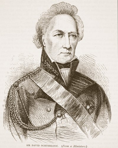 Sir David Ochterlony, ilustración de Cassells Illustrated History of India de James Grant, pub. 1879 de English School