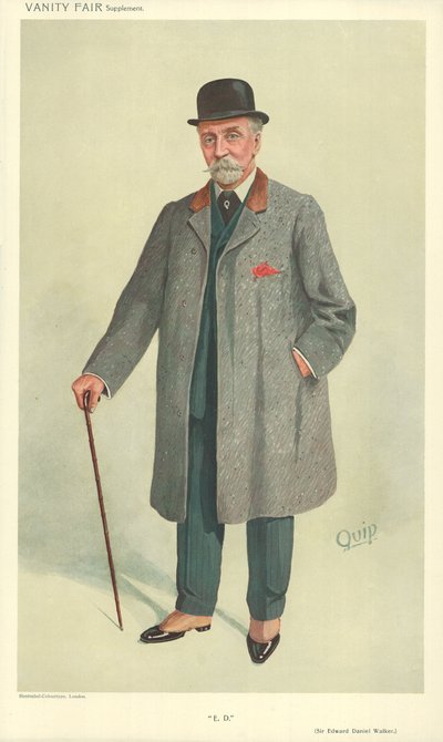 Sir Edward Daniel Walker, E D, 13 de octubre de 1909, caricatura de Vanity Fair de English School