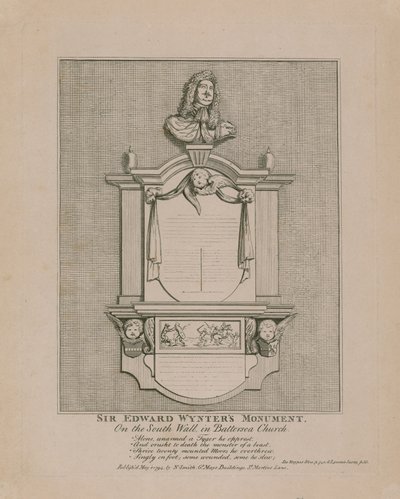 Monumento de Sir Edward Wynter, en la pared sur de la iglesia de Battersea de English School
