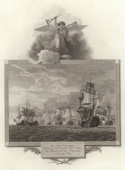 Sir Edwd Spragge forzando a la flota holandesa a salir de la boca del Támesis, 23 de julio de 1667 de English School